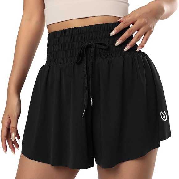 NWOT Women's High Waist Drawstring Athletic Butterfly Short - Picture 4 of 11